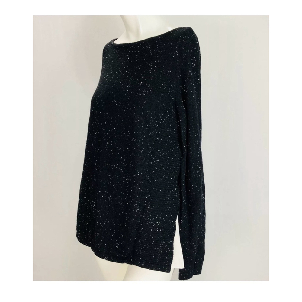 Ann Taylor Loft Womens Sweater Knit Black Speckled Wool Blend Small XS